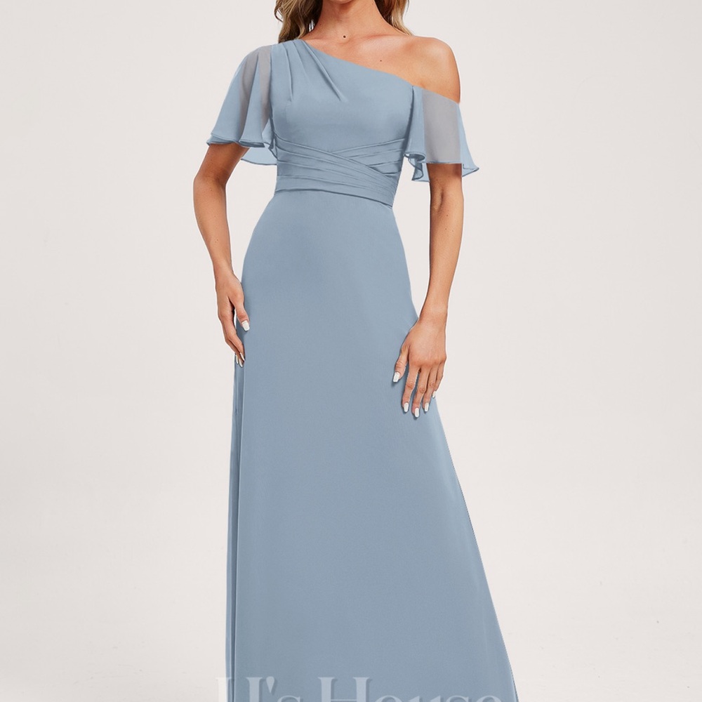 Dusty Blue Brides made dress